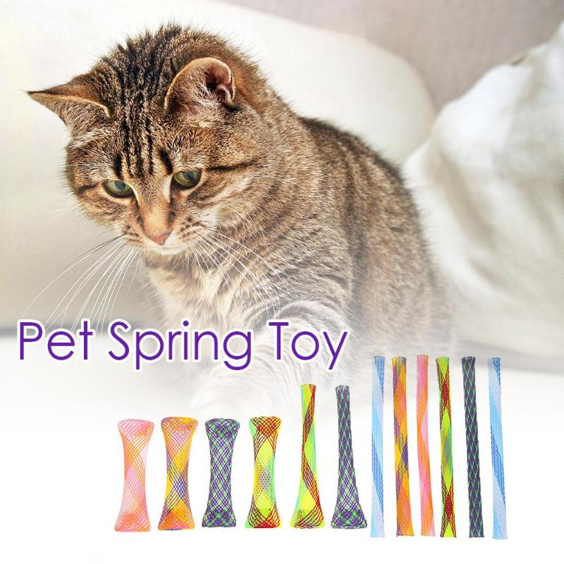 12Pcs Plastic Flexible Colorful Cat Spring Toys Pet Interactive Playing Toy for Cat Kitten Training Funny Toys Cat Products