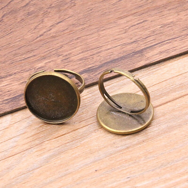 10Pcs/lot 6 Style Simple 10-20mm Adjustable Ring Bases Round Cabochon Blank DIY Rings Women Jewelry For Party: 18mm