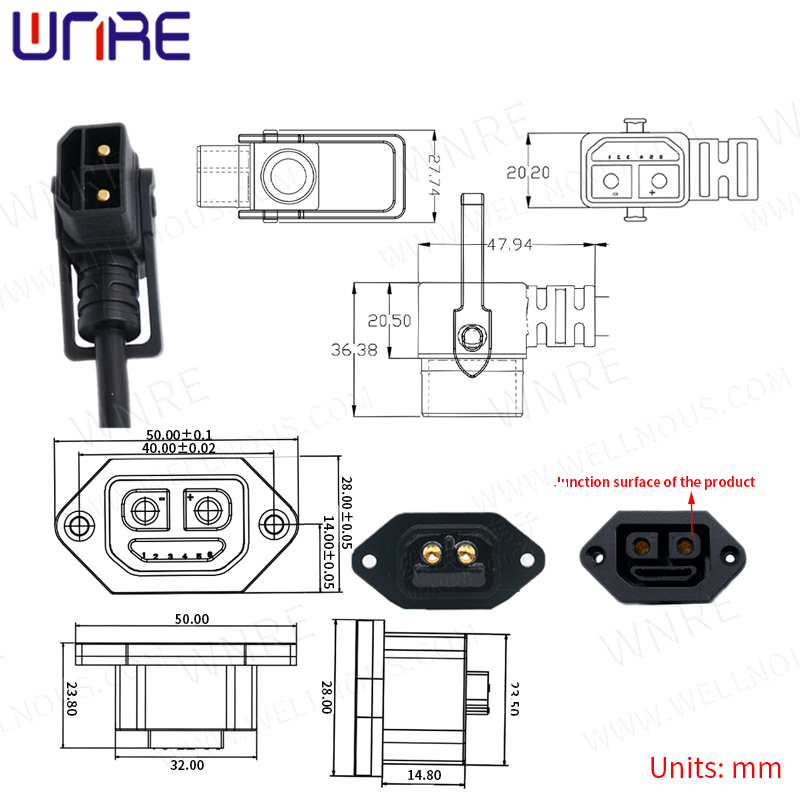E-BIKE Battery Connector IP67 Scooter Socket Electric Bike Charging Plug Batteries Charging Waterproof Plug With Cable Wire