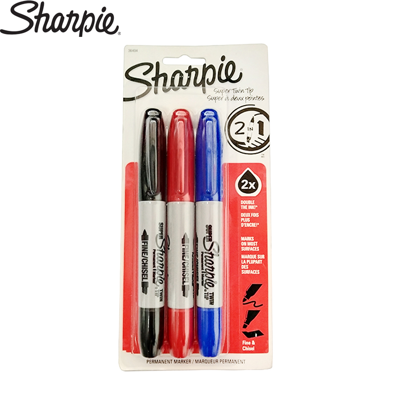 3/4pcs Sharpie Dust-free Marker Double-headed Marker Double-headed Three-point Marker Stationery Permanent Marker Graffiti