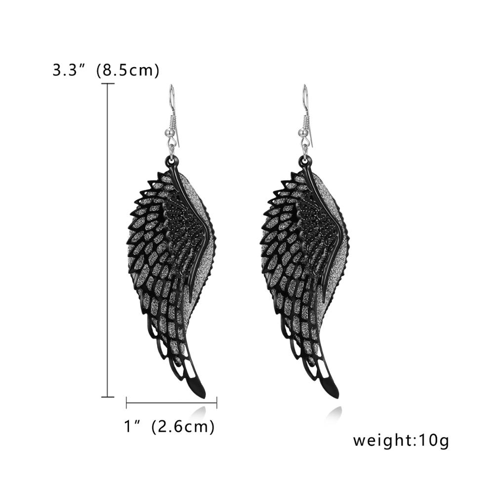 Pendientes de Metal con de alas de Ángel para mujer, aretes colgantes con plumas negras, estilo bohemio, para