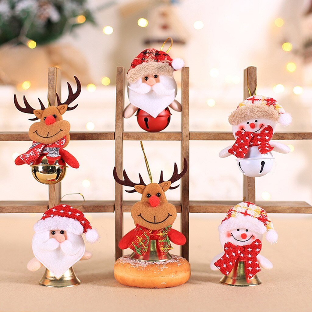 Metalen Hand Bells Kerst Klokken Kerst Decoratie Sneeuwpop Kerstman Elanden Opknoping Hangers Kerstboom Decoraties Bell
