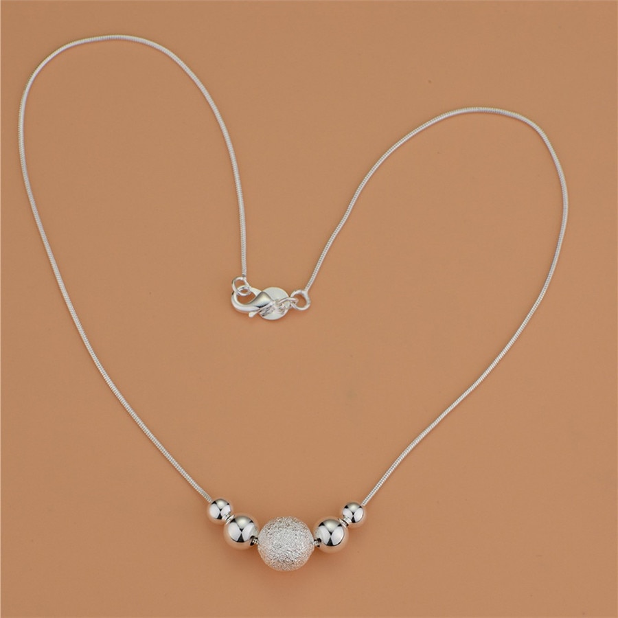 Charms wedding party silver color cute lady bead women necklace jewelry silver jewelry cute pendant necklace LN019