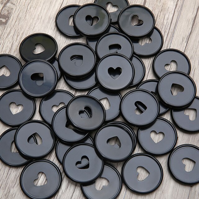 100PCS Colorful Heart Binder Rings Mushroom Hole Loose Leaf Ring Round Binding Plastic Disc Buckle Hoop DIY Binder Notebook: black