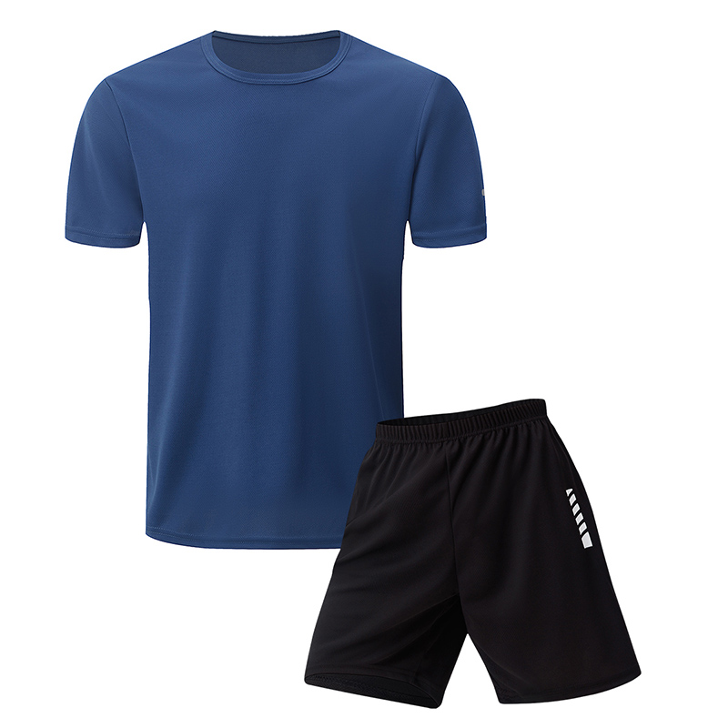 Costume d'été 2/6 pièces pour hommes, couleur unie, séchage rapide, sport de Fitness pour jeunes, respirant, manches courtes, décontracté, Joker, Short noir