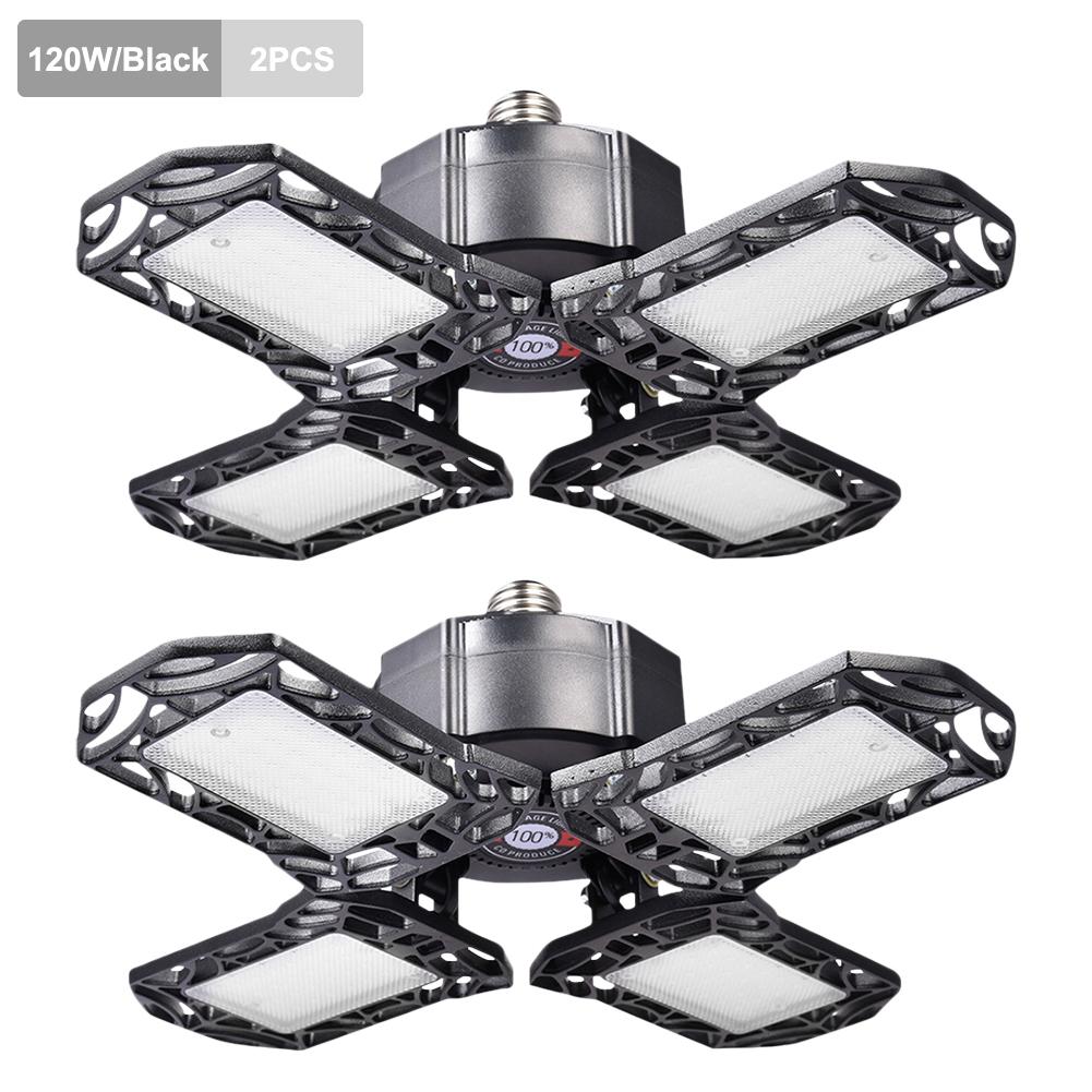 Ultrathin LED Garage Light Motion Sensor Ceiling Lamp 80/120w E27 Warehouse Workshop Foldable Industrial Ligtht 85-265V: 2pcs  Black 120w