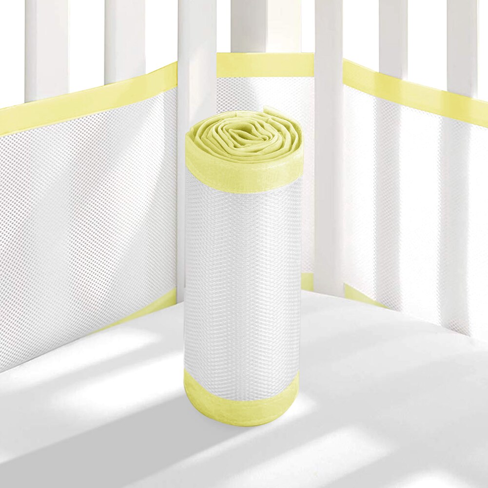 2Pcs Anti-Collision Ademend Mesh Polyester Wasbare Crib Bumper Baby Care Thuis Slaapkamer Elastische Lichtgewicht Draad Lijmen