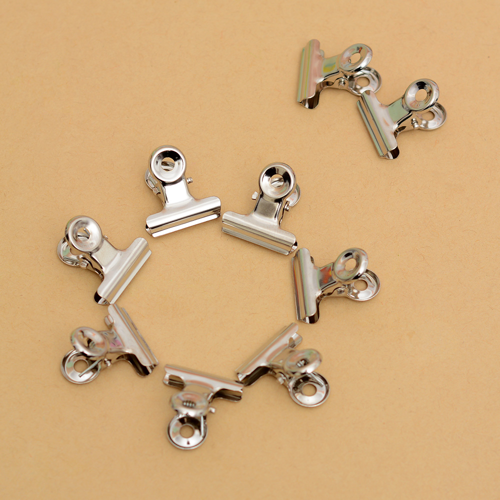 10 stk runde metal greb clips sølv bulldog clips i rustfrit stål billet clip brevpapir regninger metal clip kontorartikler