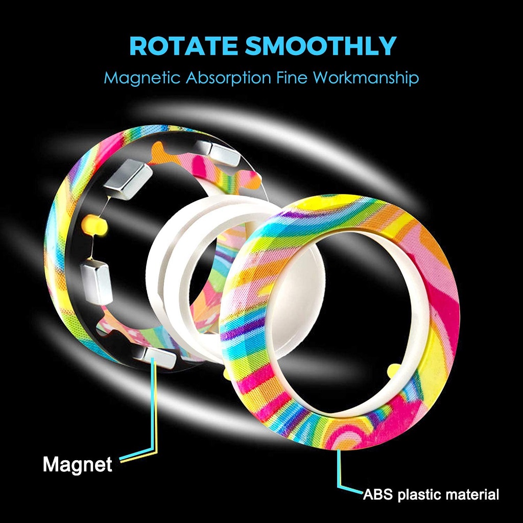 3Pcs Anti-stress Magnetic Rings Magnetic Bracelet Ring Unzip Toy Magic Ring Props Tools Decompression Toys Finger Rings Toy