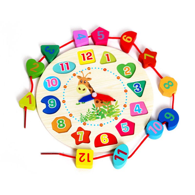 Wooden Clock Educational Learning Sorting Clock Puzzle Play Toy for Toddler Baby
