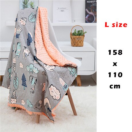 Låt oss göra baby mjuk bomull inomhus filt flanell fleece inladdning tecknad dekoration baby sängkläder filt barnvagn wrap: Grå