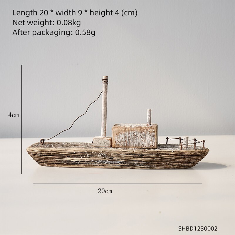 Wooden Ship Model Modern Home Decoration Iron Retro Sailboat Figurines Office Desk Decorative Birthday Christmas: White-A
