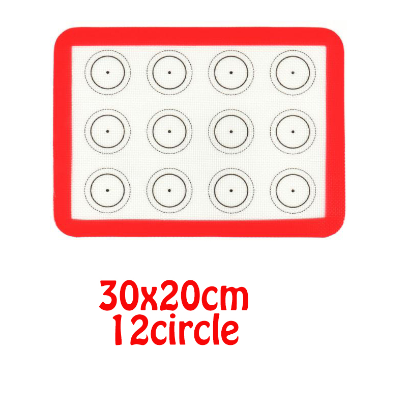 Macaron Silicone Baking Mat Pad Carpet 40x30/60x40 Non-stick Oven Cooking Dough Rolling Mat Tool Bakeware Pastry Accessories: 30x20cm 12circle