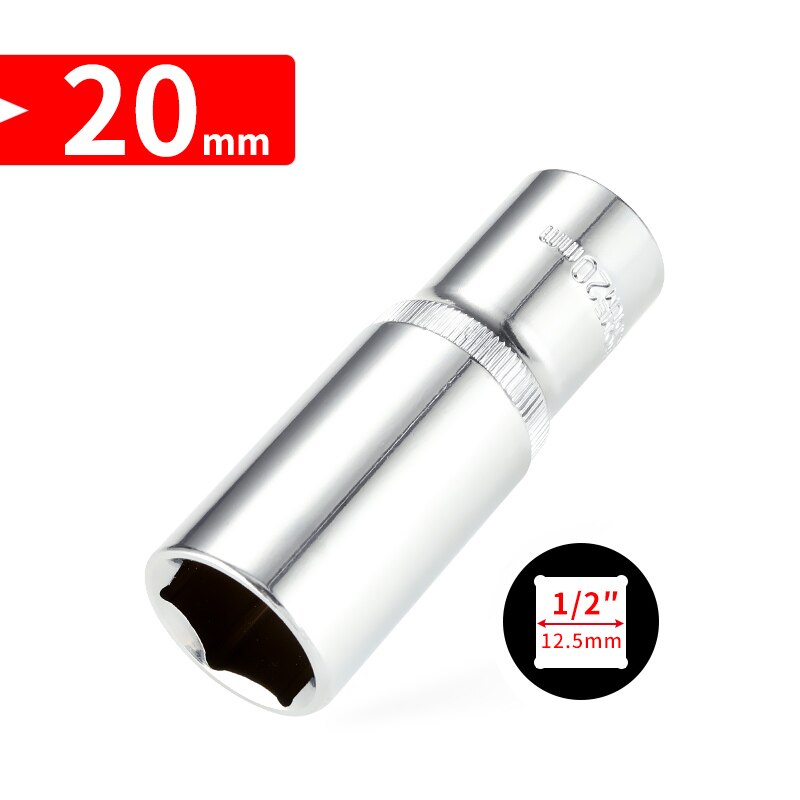 1/2 tommer  (12.5mm lengre hode 8-32mm cr-v pipenøkkelsett sekskantet skrallehode for bilreparasjonsverktøy: 20mm