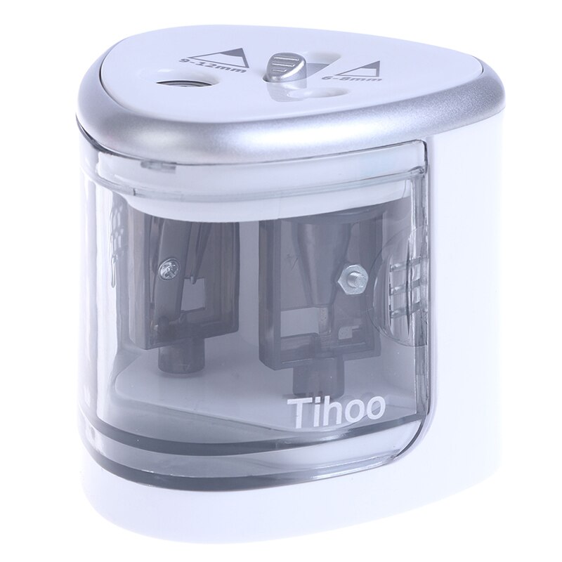 Electric Auto Sharpener Double Hole Touch Switch Pen Sharpener For 6-12mm Pencil: White