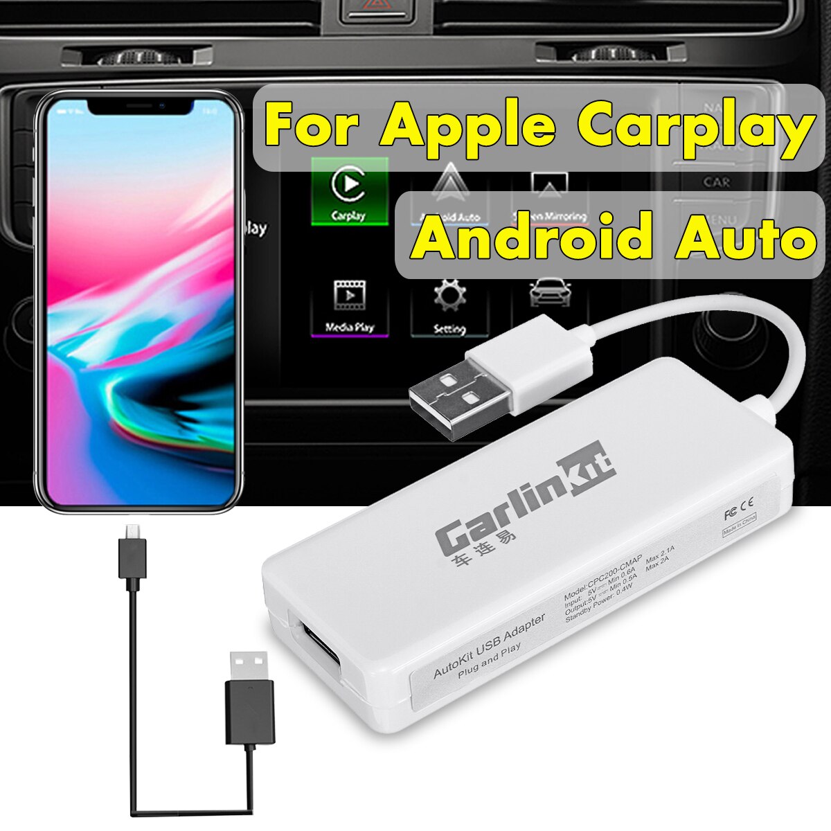 Carlinkit usb smart car link dongle android car navigation for apple carplay module auto smart phone usb carplay adapter