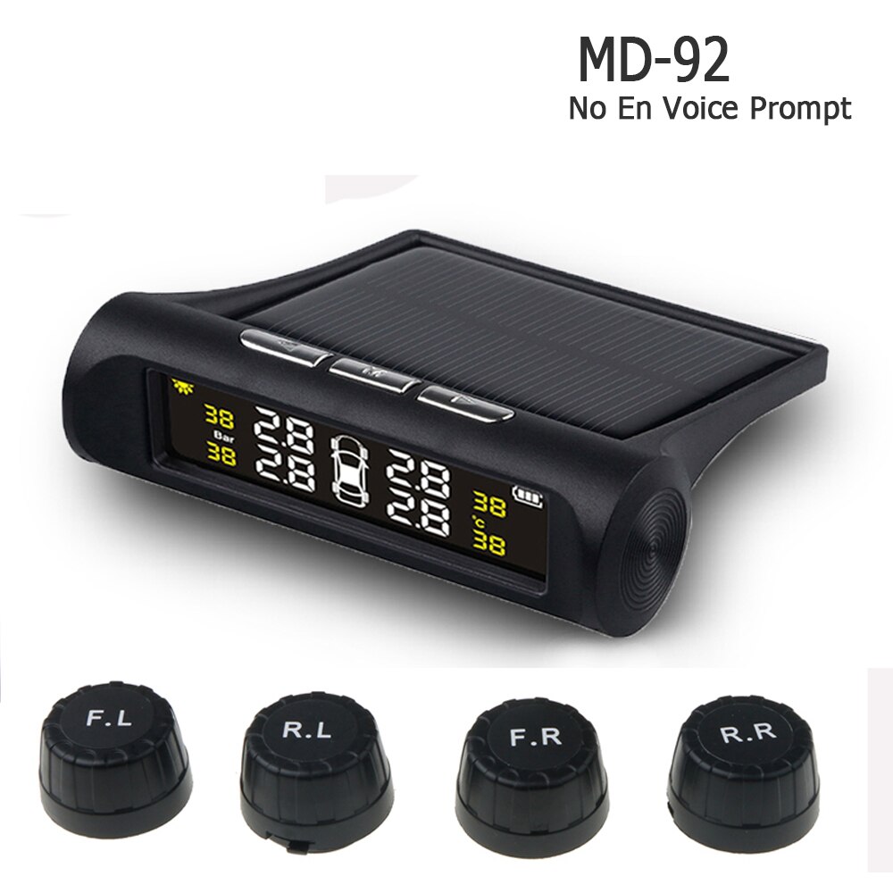 Smart Car Solar Tpms Tyre Pressure Monitoring System Digital Lcd Auto Security Alarm Bar Psi C' Display Kit with External Sensor: MD92