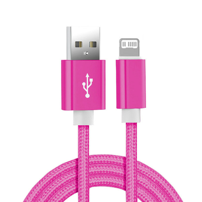20cm 1m 2m 3m USB Nylon Trança Cabo Carregador de Sincronização de Dados Para Apple iPhone 13 12 11 XS Max XR 5S SE 6 6S 7 8 Plus iPad 4 Mini 2 Air: Vermelho / 3 metros