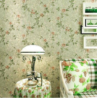 Beibehang Vintage Land Pastorale Bloemen Behang roll Classic Bloemen Muurschildering Muur Ppaer Roll Landelijk Groen Geel Muur Papier: Green