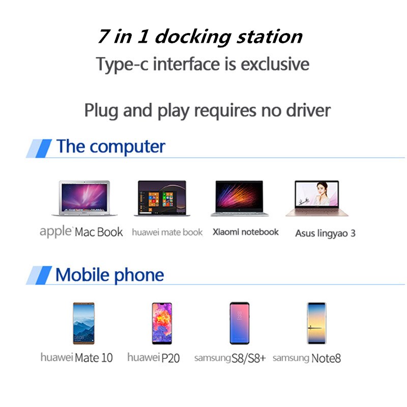 Dex Station Type C Hdmi-Compatibel Adapter Usb 3.0 Vga RJ45 Usb Hub Voor Laptop Macbook Asus Samsung Dock station