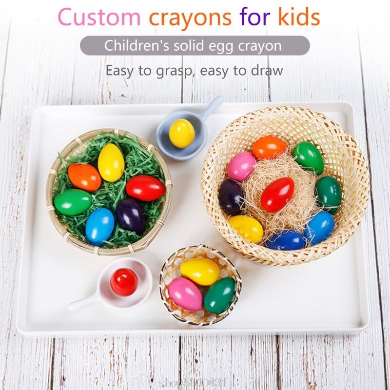 Crayones en forma de huevo para bebés y niños, suministros de arte, cera lavable no tóxica, 9 colores, N27 20,