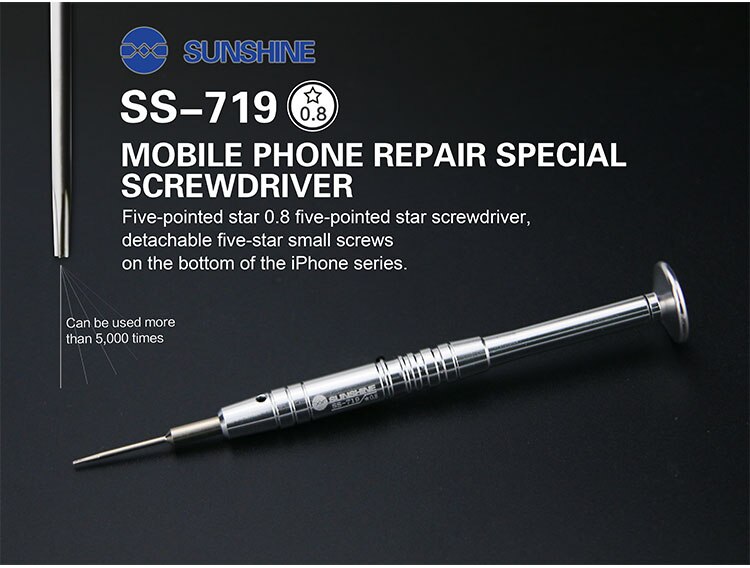 Sunshine S-719 Schroevendraaier Voor Telefoon Reparatie Y0.6/+ 1.2 /+ 1.5/0.8/T2 Speciale Schroevendraaier Hoge hardheid Legering Staal Materiaal: WHITE