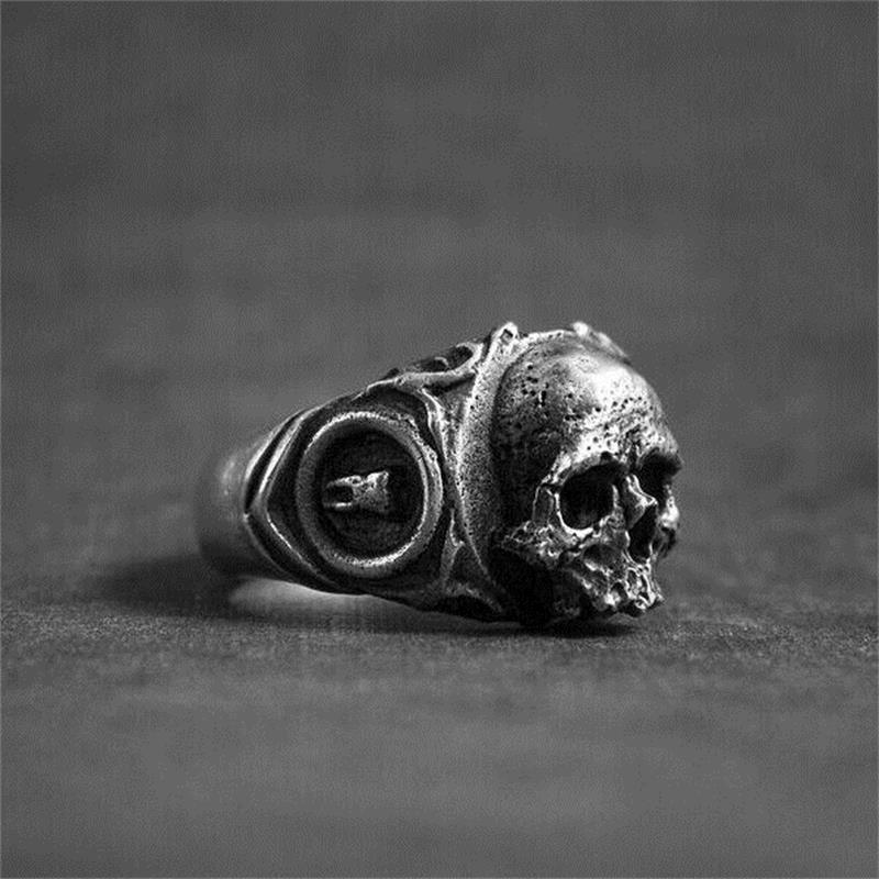 Unikke gotiske tand kranium 316l rustfrit stål ring herre punk rock biker smykker