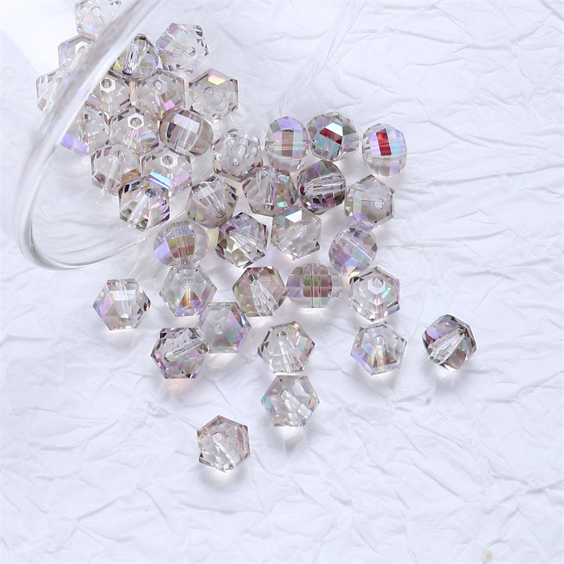 20 piezas cuentas de cristal redondas de Austria de 8mm, cuentas de vidrio facetadas de Color AB, cuentas espaciadoras sueltas para fabricación de joyería, collar de pulsera DIY: Rosa