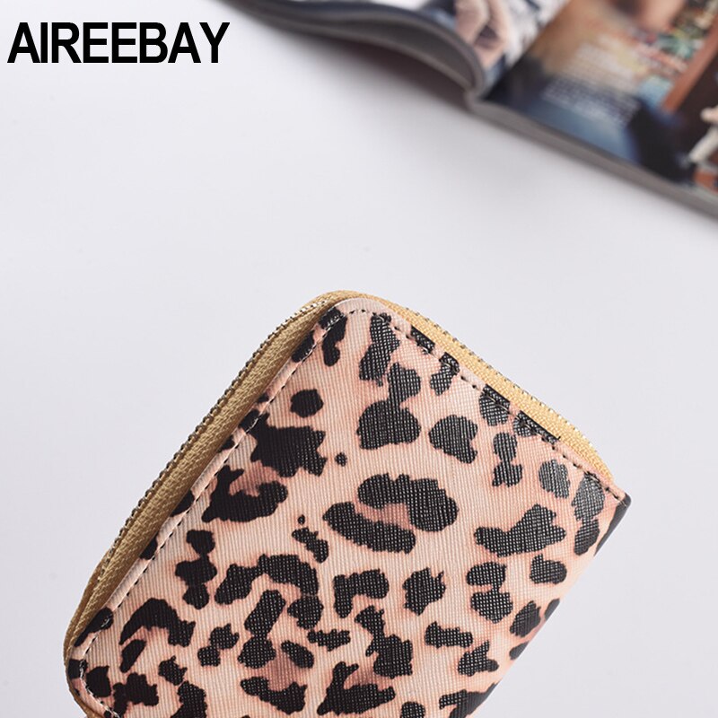 AIREEBAY Women Short Wallets Vintage Leopard Prints Coin Purse For Girls Clutch Bag PU Leather Ladies Card Holder