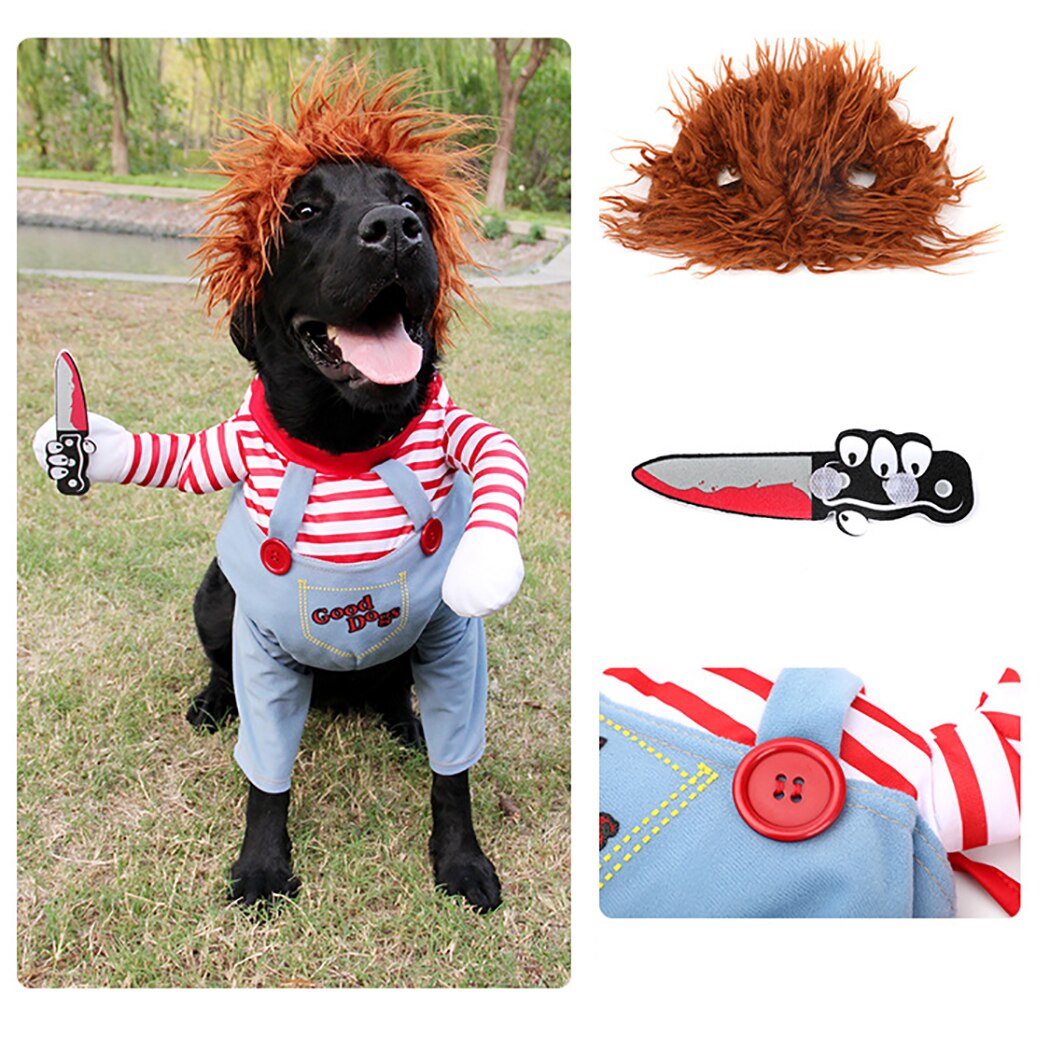 1Pc Halloween Dog Costumes Funny Pet Clothes Adjustable Dog Cosplay Costume Sets Novelty Clothing For Medium Dogs Bulldog Pug