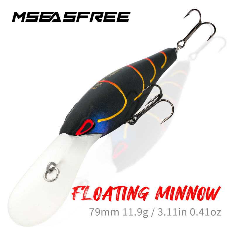 MSEASFREE Señuelo de pesca flotante Minnow, cebo duro Artificial, sonajero de 72mm y 13g, Wobblers de agua dulce para Lucio, aparejos de pesca