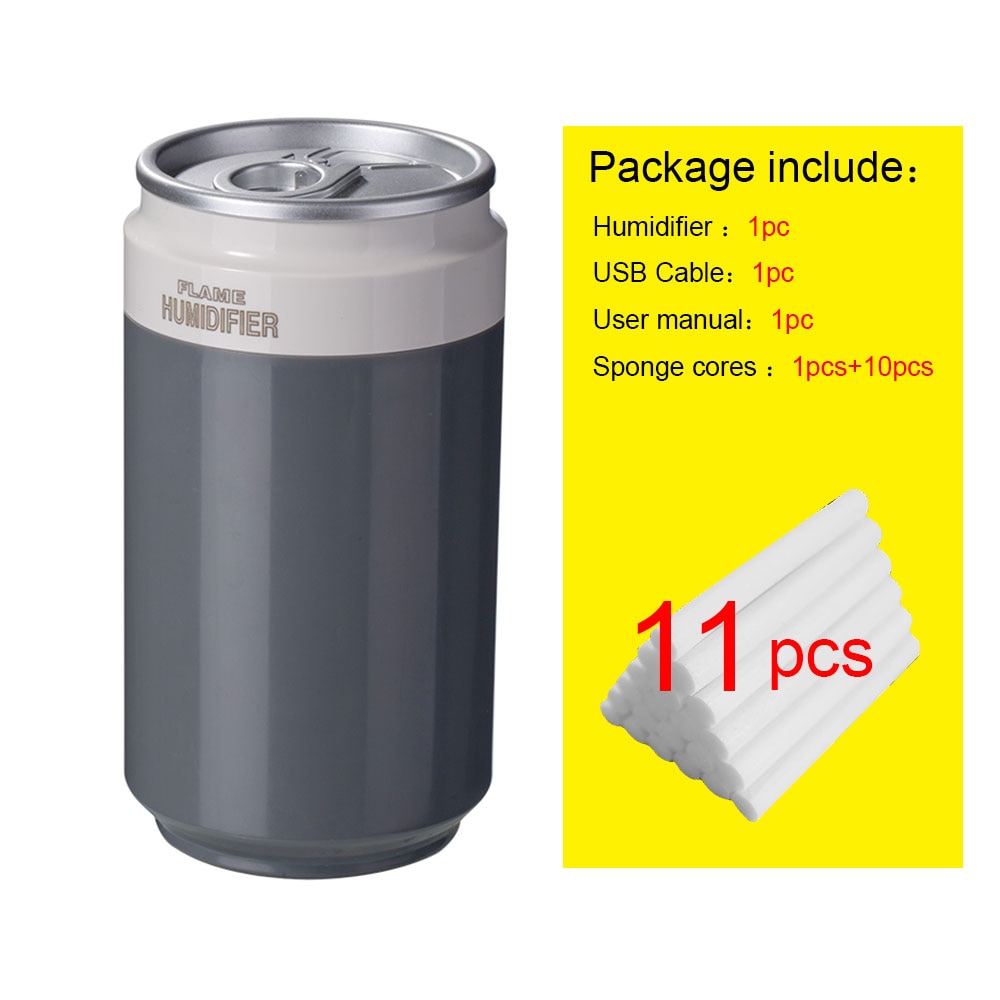 Bezprzewodowy nawilżacz powietrza sypialnia Mini wyciszenie ultradźwiękowy generator pary USB dyfuzor oczyszczacz 800mAh Rechargeabl generator chłodnej mgiełki do samochodu: Grey-11sponge core