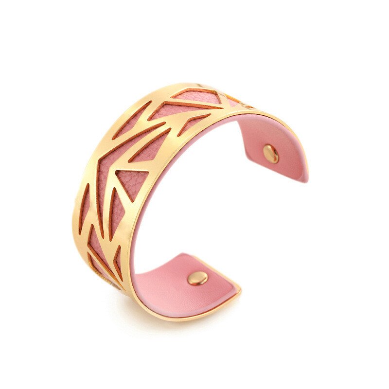16 cores manguito pulseira de couro slivery ouro cor pulseira georgette indiano jóias pulseiras amor pulseiras para mulher femme vimio: pink 2