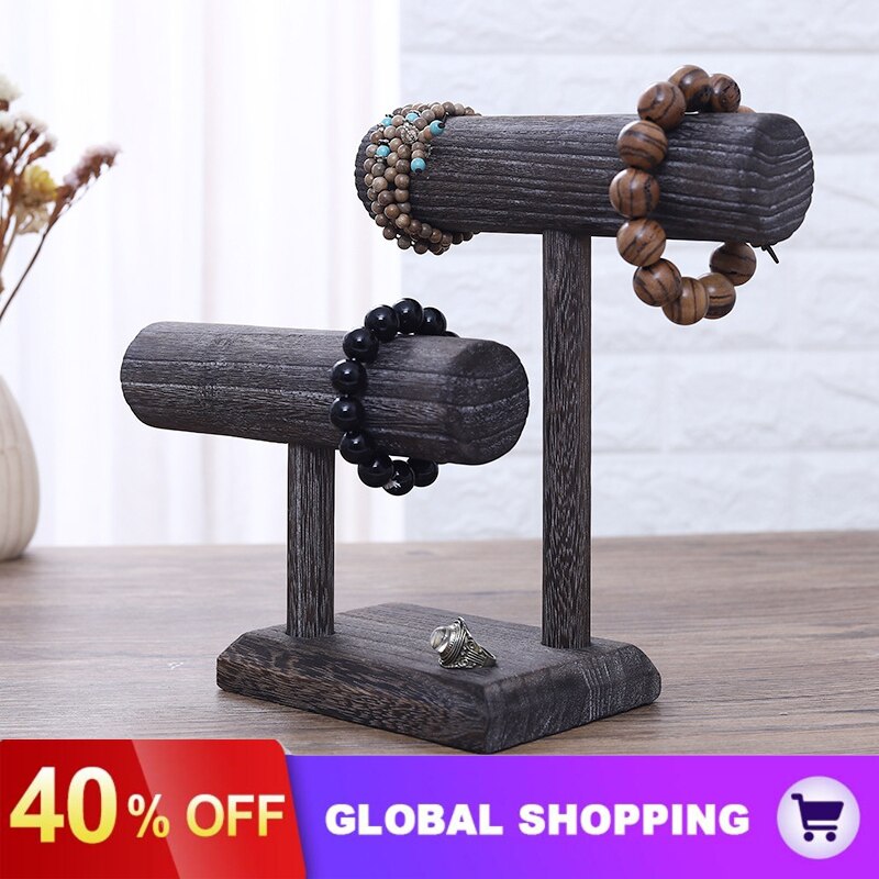 Lightweight Wood Jewelry Display Stand - Necklace Bracelet Holder Organizer for Display