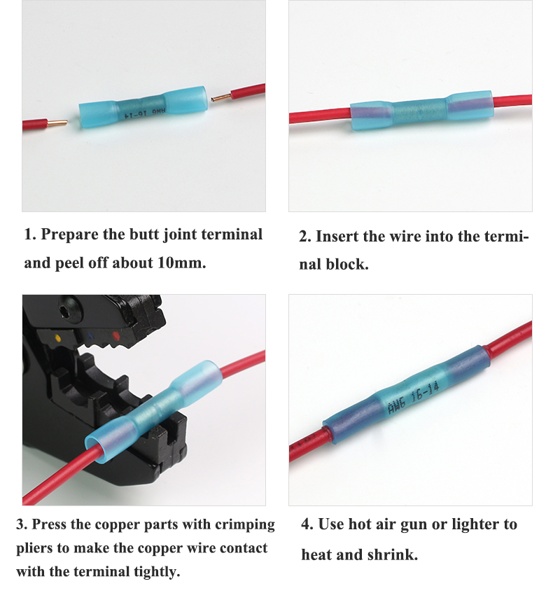 Terminales de crimpado a tope retráctil, Kit de terminales de empalme de Cable de alambre, sello de soldadura a prueba de agua, Conectores eléctricos, 20/50/100 Uds.