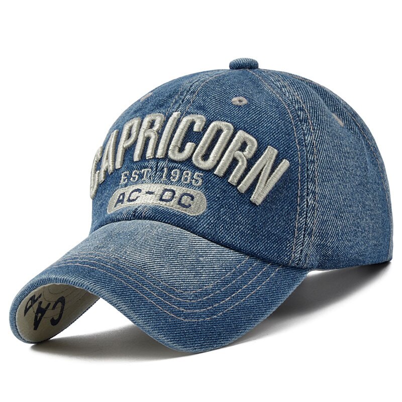 2022 Denim Baseball Deckel Männer Frauen Stickerei knapp Jeans Hysterese Hütte Casquette Sommer Sport Hüfte hüpfen Deckel Gorras unisex hüte: CAPRICORN Marine