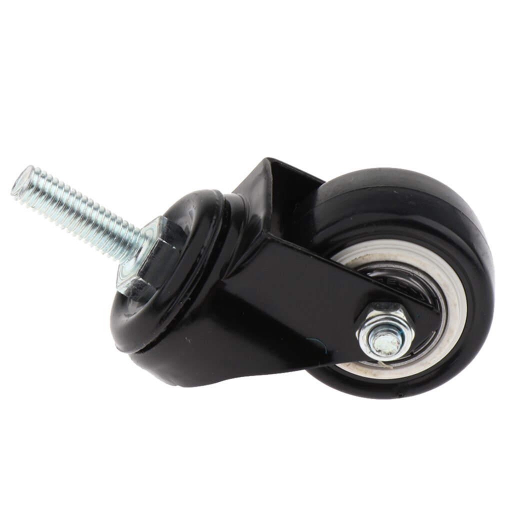 Ruedas giratorias de alta resistencia para muebles, carrito con vástago de rosca larga, color negro, 1,5 pulgadas