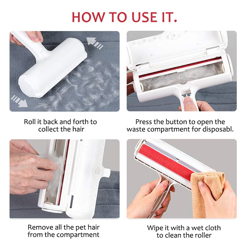 Reusable Pet Hair Remover Two Way Cat Hair Removal Tool Dog Brush Sofa Clothes Self Cleaning Slicker Brush for Dogs