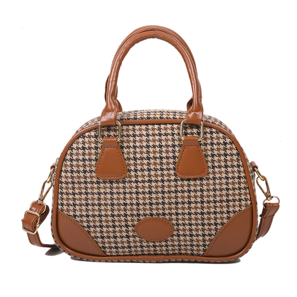 Plaid drucken Schulter Taschen Frauen Kupplung Jahrgang Weibliche PU Tuch Damen Umhängetaschen bolsos de hombro de las mujeres: Licht Braun