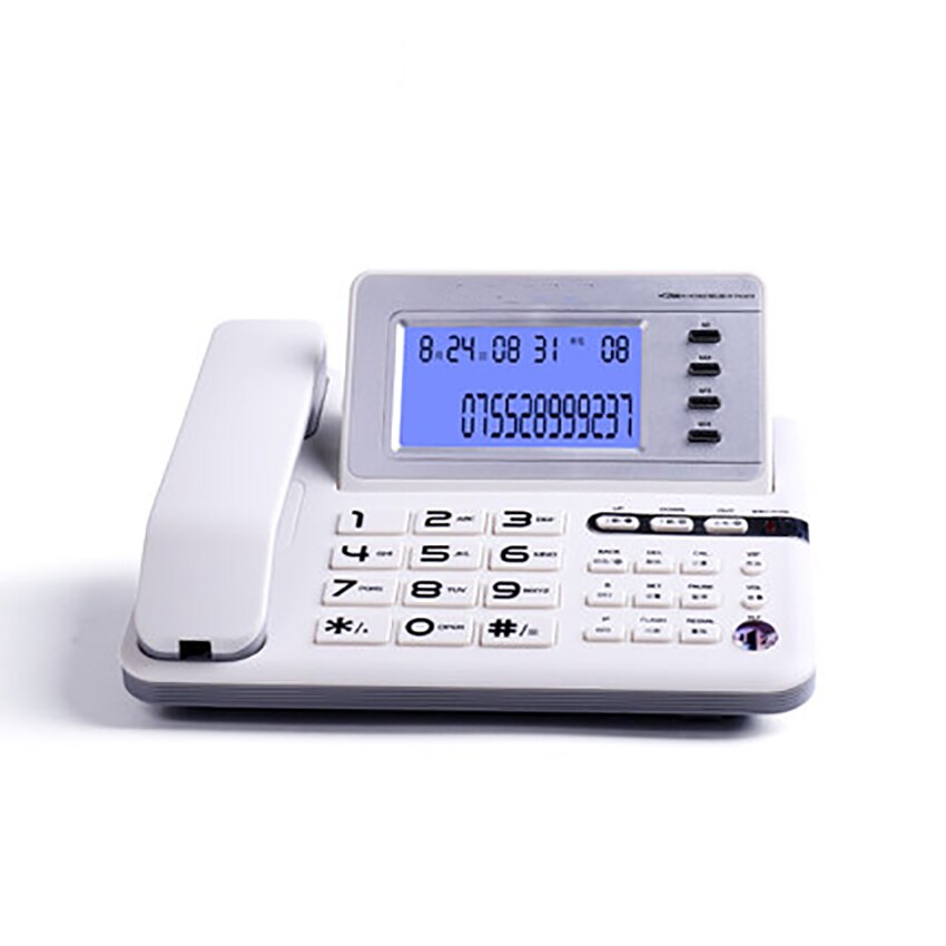 Blue Backlit Corded Phone Landline with Caller ID, R Key Transfer, Do Not Disturb, Alarms Setting, Dual Systems, for Home Office