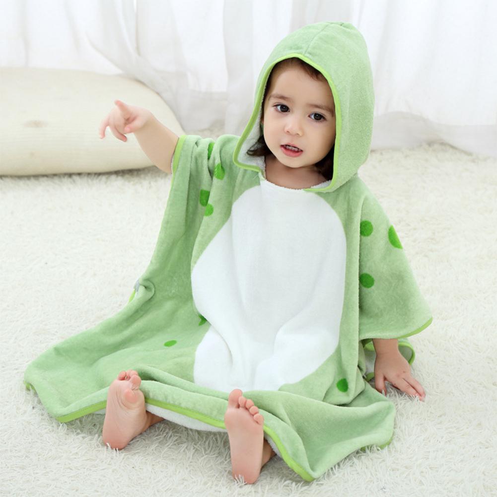 Kidlove Children's kids bath towel baby towel cover printed baby hooded bathrobe: Green