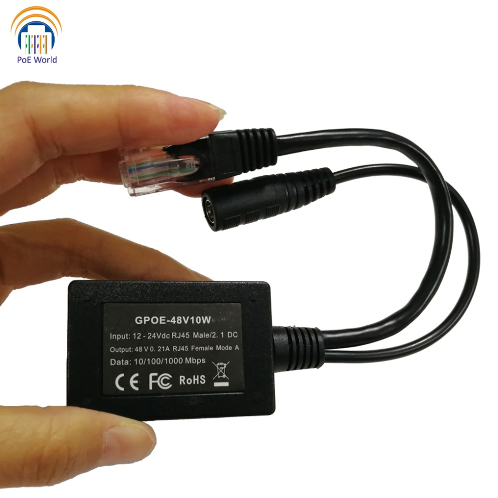 PoE Converter 1000mbps POE Splitter Input 10-30V Output 48Volts for any 802.3af / 48V devices