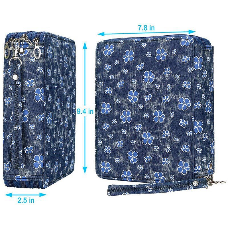 Shulaner Pencil Case 120 Slots, Gekleurde Potlood Hoesje met Rits Sluiting Grote Capaciteit Polyester Pen Organizer Roze bloem potlood etui 120 - Roze