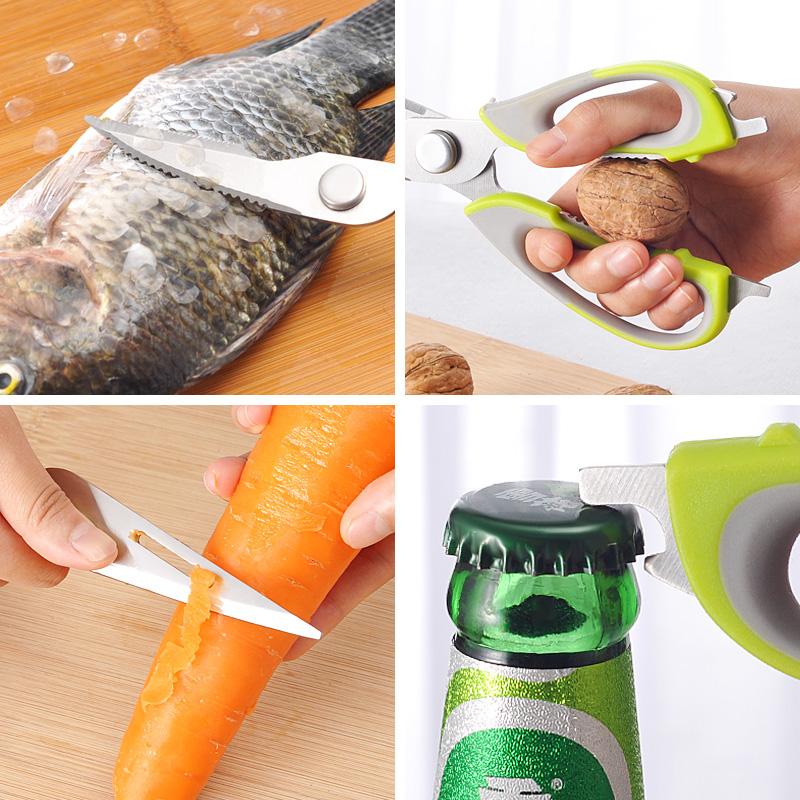 Multifunctional Stainless Steel Kitchen Scissors with Magnetic Attraction Strong Chicken Bone Refrigerator Scissor