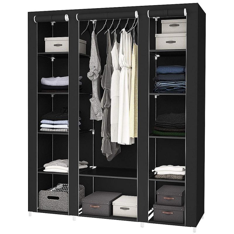 Garde-robe à trois portes Non tissée, pliable, Portable, rangement, armoire, meuble de chambre à coucher, HWC