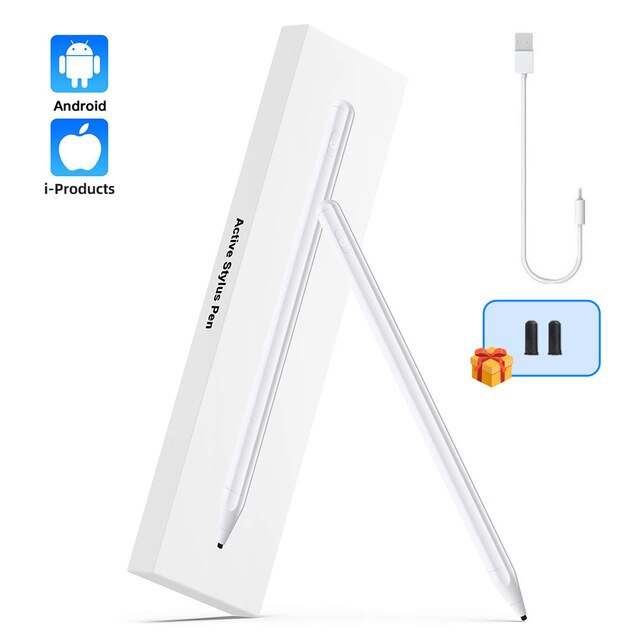 Universal Active Stylus Pen Magnetic Adsorption Tablet Pencil For Drawing Writing Android Smart Phone Pad Charging Stylus: White