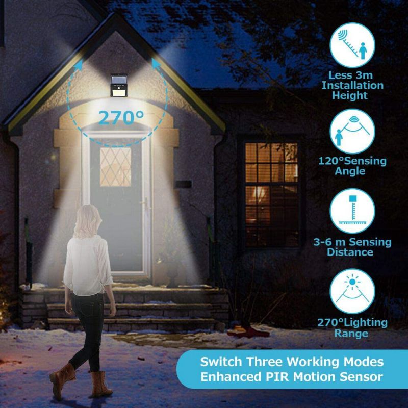 Solar Lights Outdoor 270° Lighting Angle Wireless IP65 Waterproof Outdoor Solar Security Light For Porch Garden Yard Fence Patio