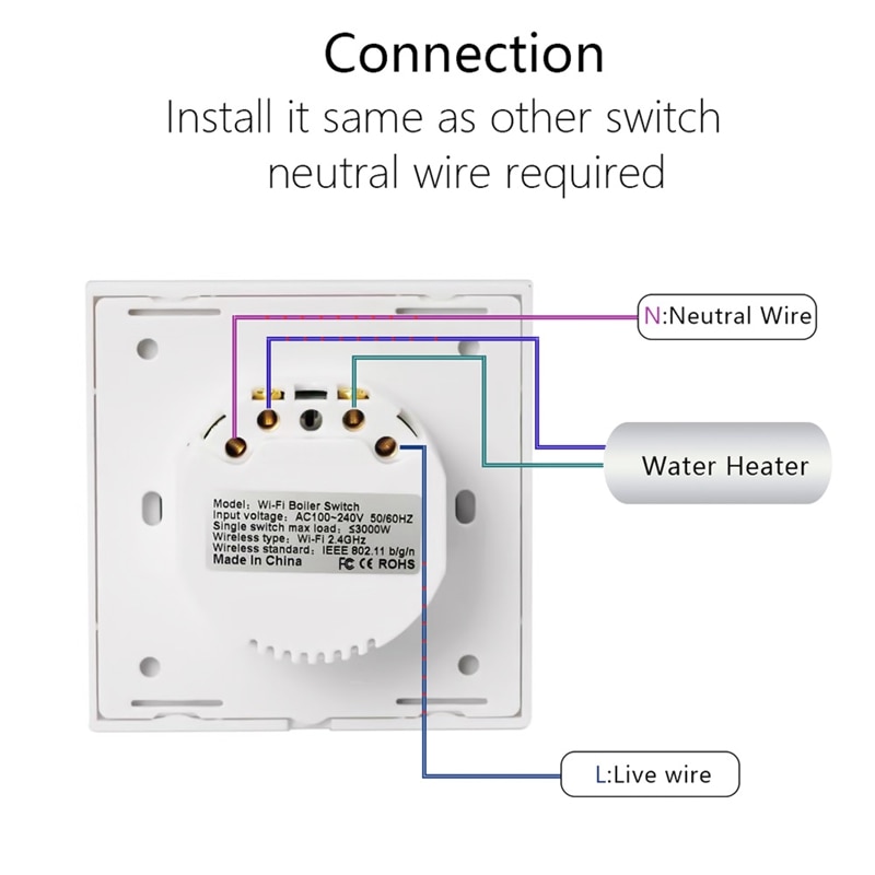 WiFi Smart Boiler Switch Water Heater Smart Life APP Remote Control Home Voice Control Glass Panel