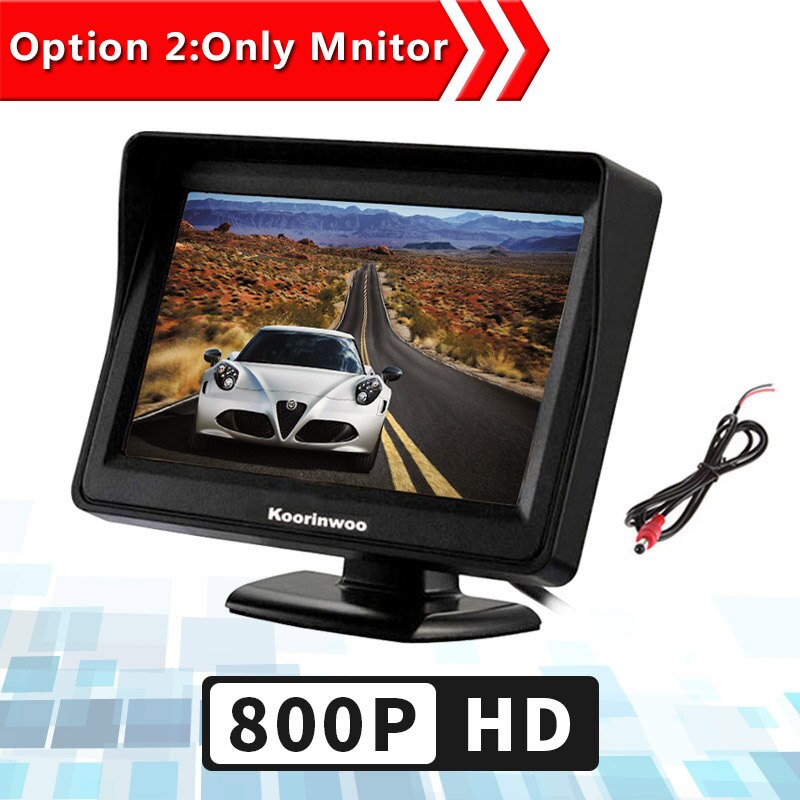 Koorinwoo Ultra HD Intelligent LCD Digital Monitor Device Screen Wireless IR Lights IP68 Spy Parking Protector Rear View Camera: Option 2
