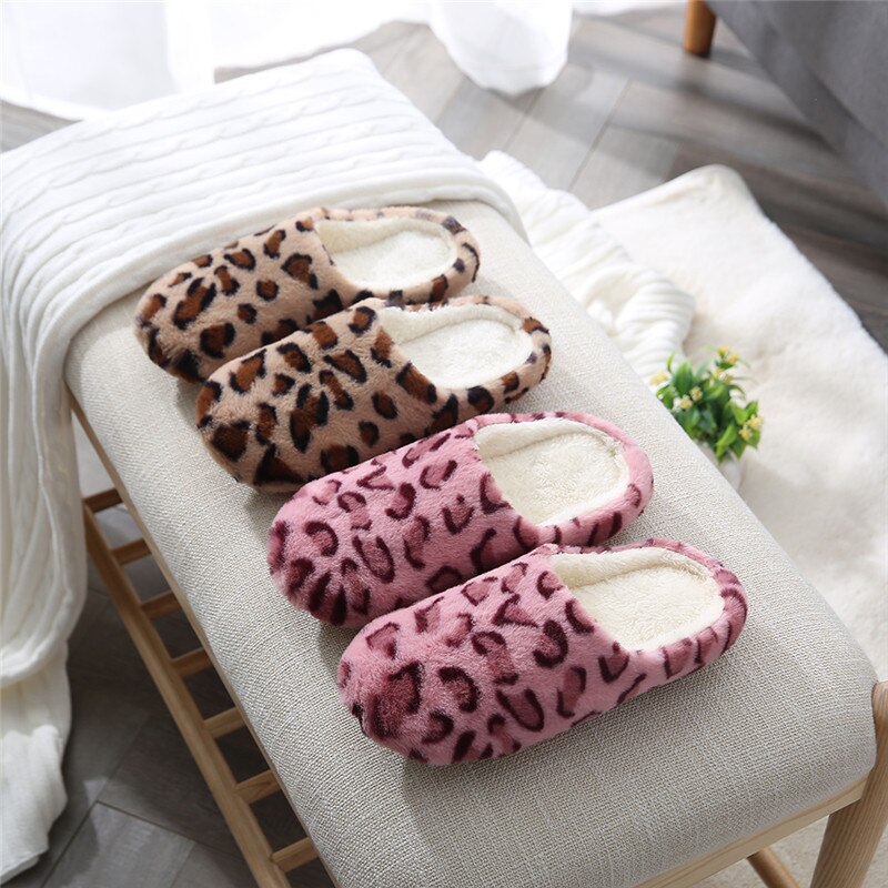 Luipaard Zachte Bodem Thuis Slippers Vrouwen Indoor Floor Slippers Non-Slips Schoenen Voor Slaapkamer Huis Vrouw Slippers Warme Schoenen